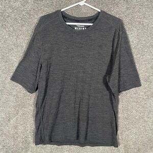 Terramar Shirt Mens XL Gray Merino Wool Short Sleeve Base Layer Lightweight Tee